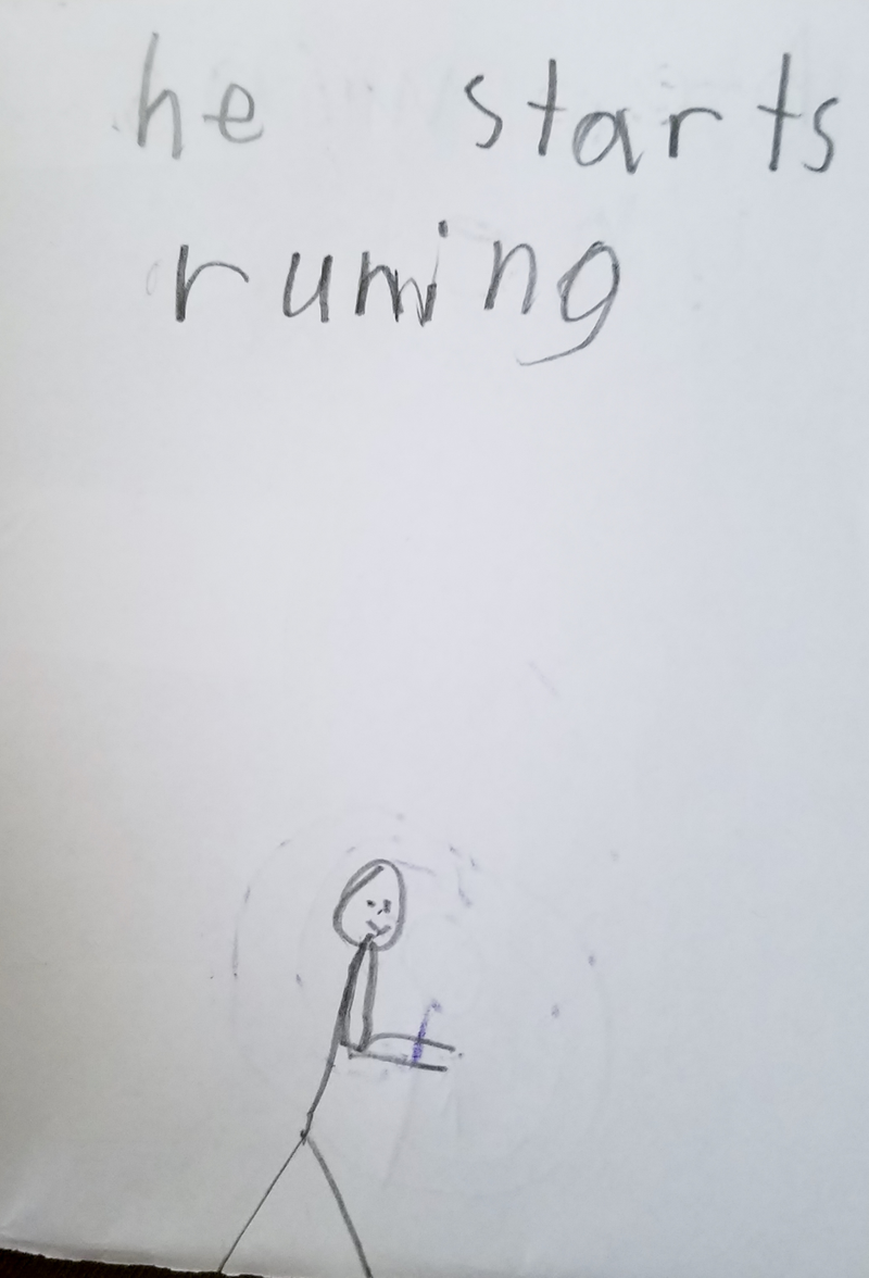 He starts running.